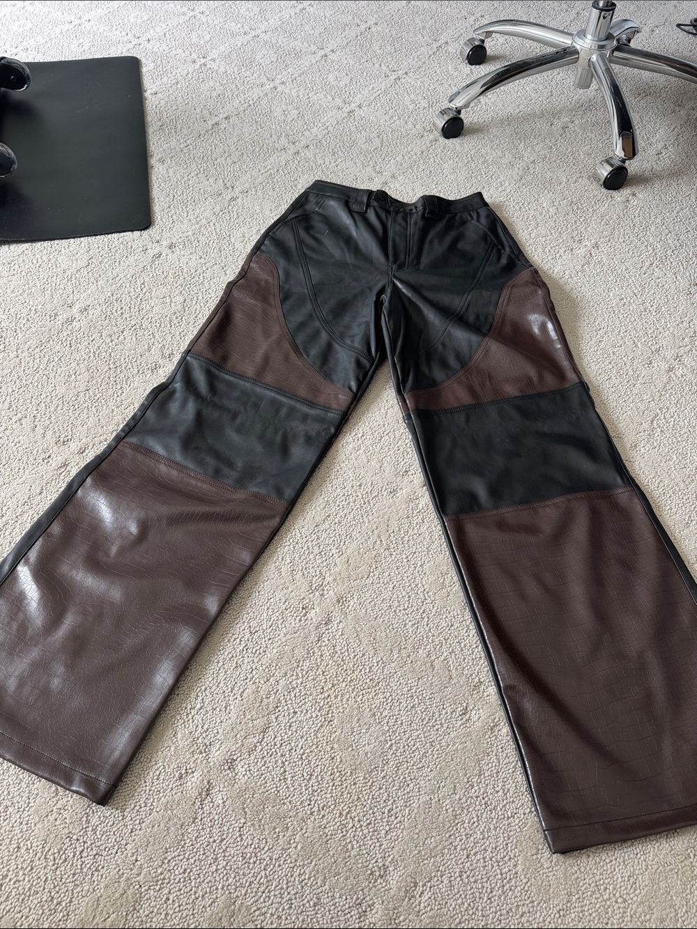 AFRM Black Faux Leather Waistband Pants